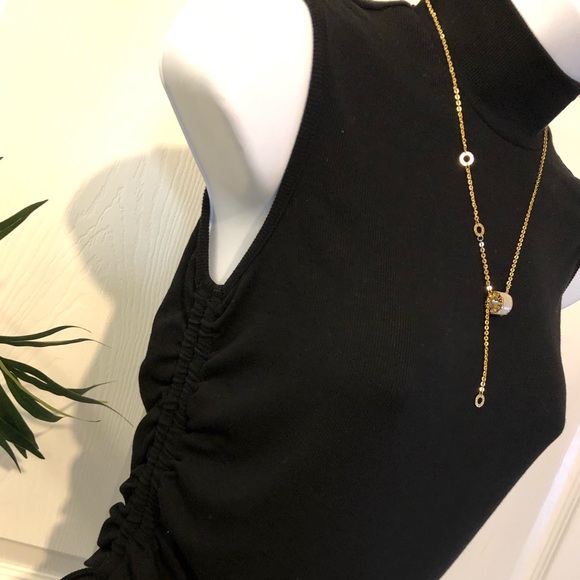 RIBBED KNIT DRAWSTRING RUCHED TANK - Picture 7 of 10